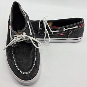 Levis Boat Shoes Men Sz 9 Dark Gray Canvas Dock Deck Nautical Coastal Resort